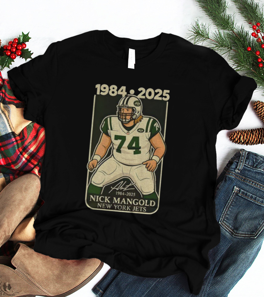 1984-2025 Nick Mangold 74 New York Jets Football Legend Signature T-Shirt