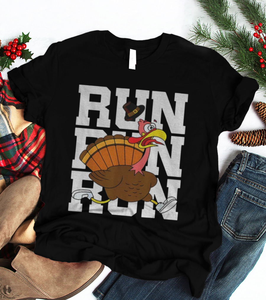 RUN RUN RUN Turkey Trot Thanksgiving 5K Race T-Shirt