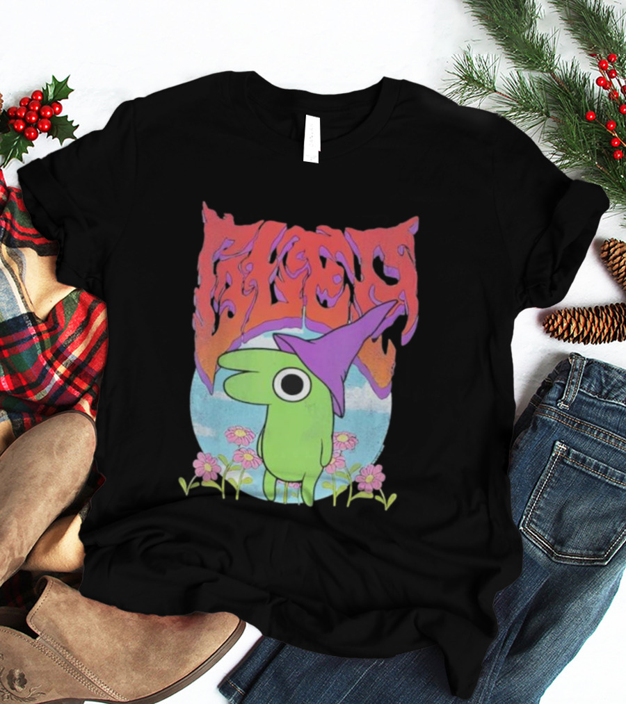 Glep Vintage Heavy Metal Cartoon With Flowers And Witch Hat T-Shirt