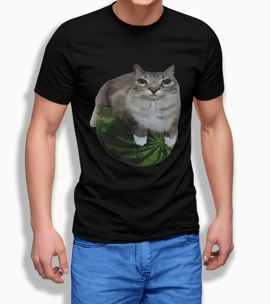 Watermelon Cat Meme Humor Collage T-Shirt
