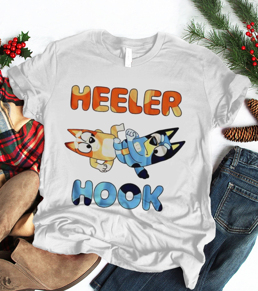 Bluey Heeler Hook Wrestling Playful Cartoons T-Shirt