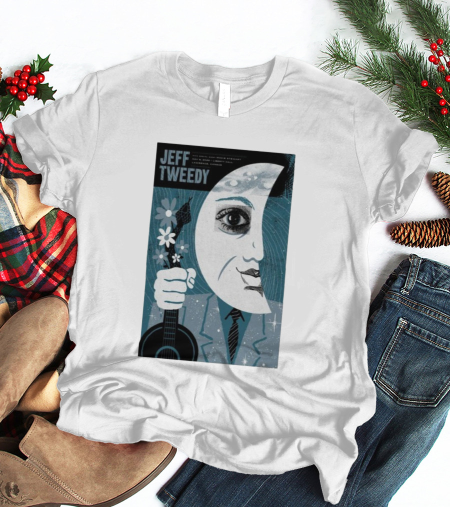 Jeff Tweedy Nov 8 2025 Liberty Hall Lawrence KS Moon Eye Flowers Guitar Art T-Shirt