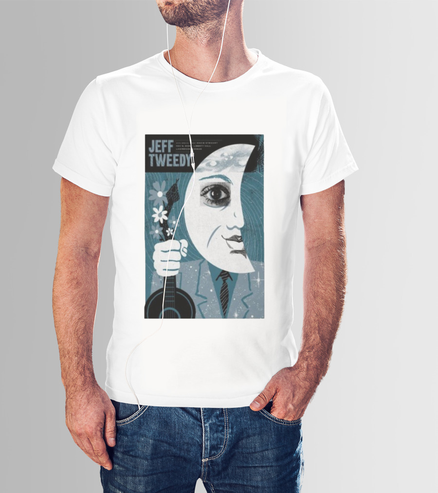 Jeff Tweedy Nov 8 2025 Liberty Hall Lawrence KS Moon Eye Flowers Guitar Art T-Shirt