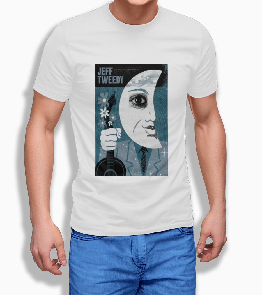 Jeff Tweedy Nov 8 2025 Liberty Hall Lawrence KS Moon Eye Flowers Guitar Art T-Shirt