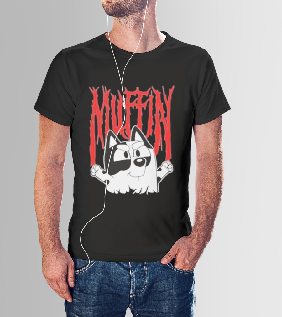 Bluey Muffin Metal Band Style T-Shirt