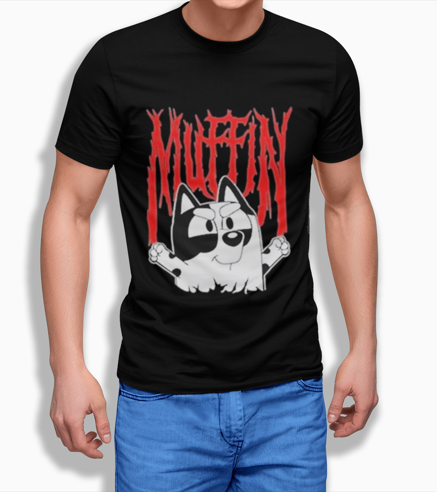 Bluey Muffin Metal Band Style T-Shirt