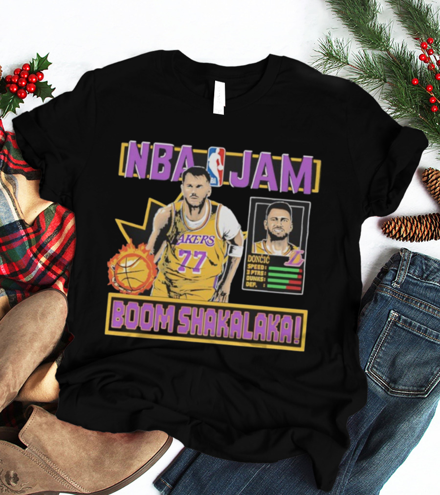 NBA Jam Lakers 77 Doncic Boom Shakalaka T-Shirt