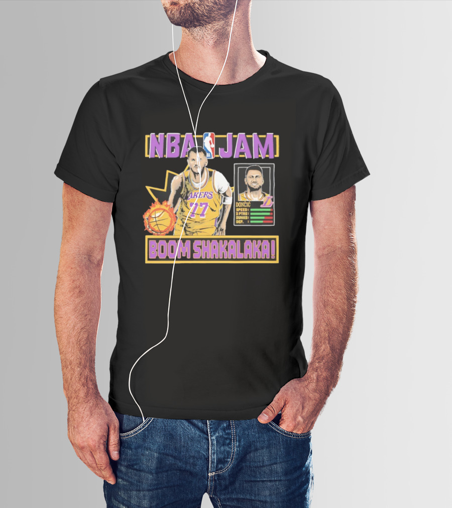 NBA Jam Lakers 77 Doncic Boom Shakalaka T-Shirt