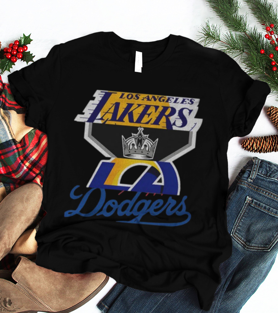 Los Angeles Dodgers Kings Lakers Sports Fan Logo Mashup T-Shirt