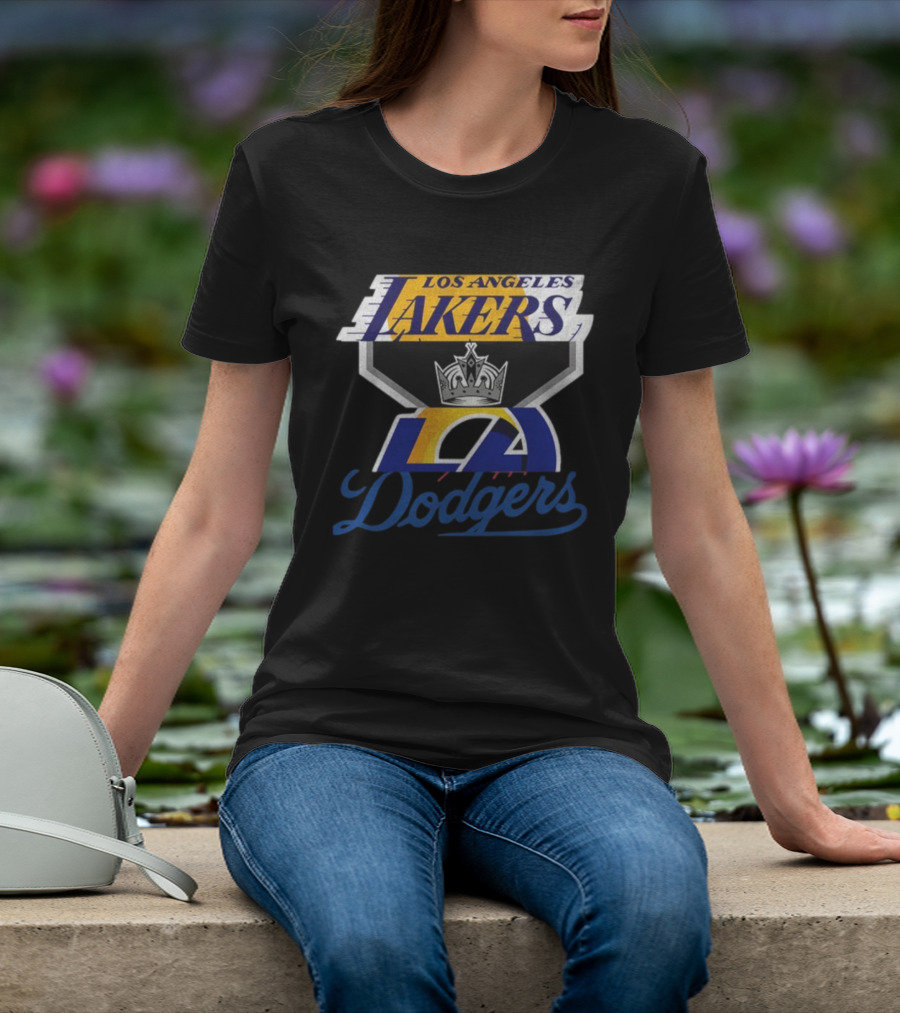 Los Angeles Dodgers Kings Lakers Sports Fan Logo Mashup T-Shirt