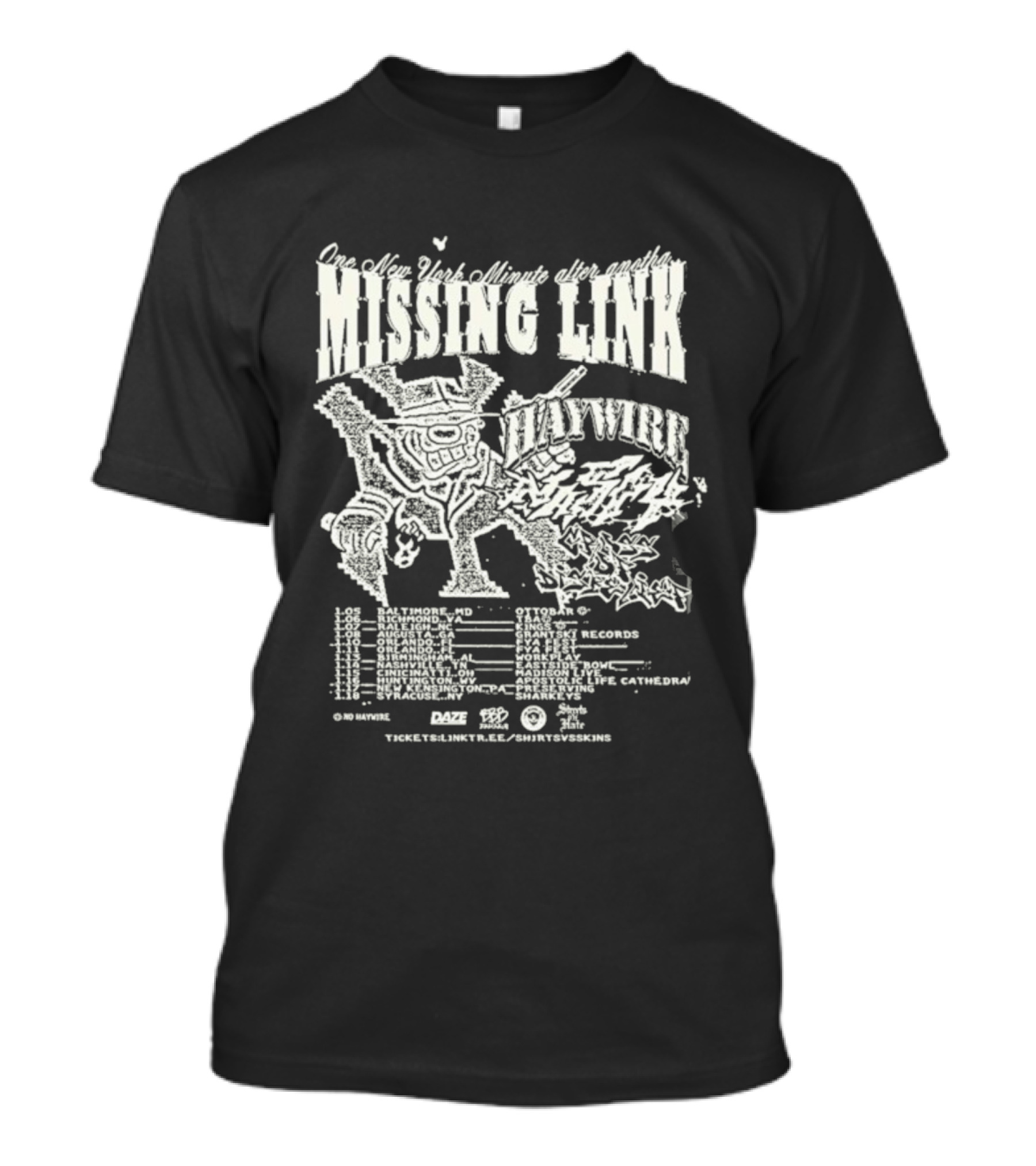 Missing Link Tour Haywire Hardcore Punk 2026 Live At Ottobar Baltimore MD January 5 T-Shirt