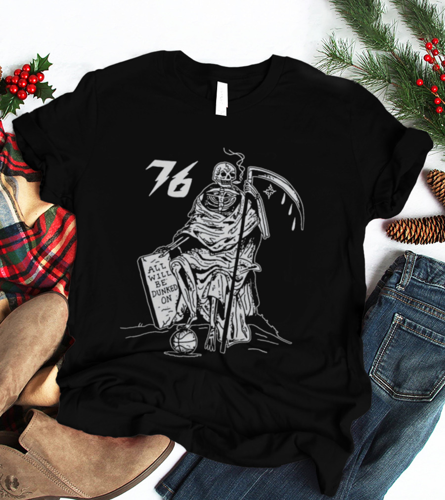Philadelphia 76ers Grim Reaper 76 Basketball Theme T-Shirt