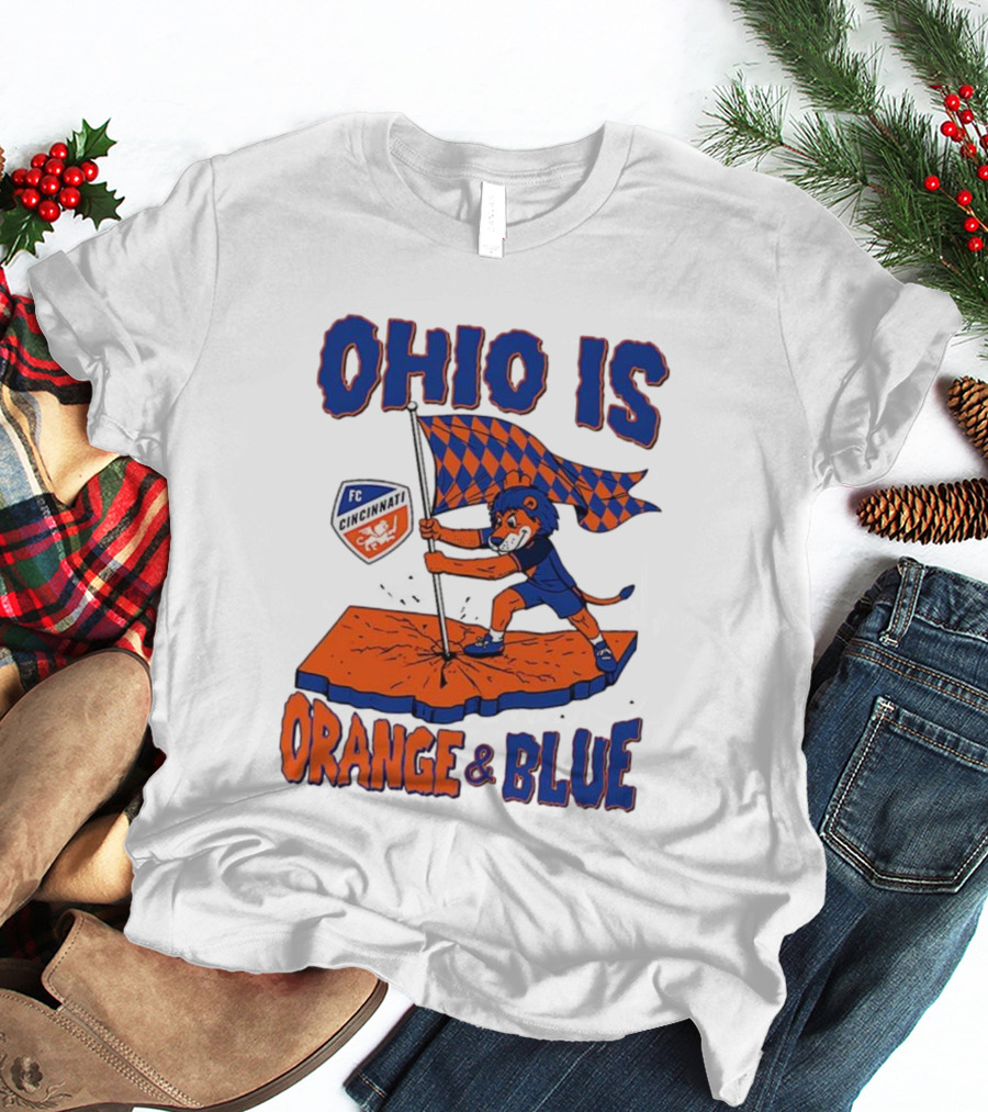 Ohio Is Orange And Blue FC Cincinnati Mascot Flag T-Shirt