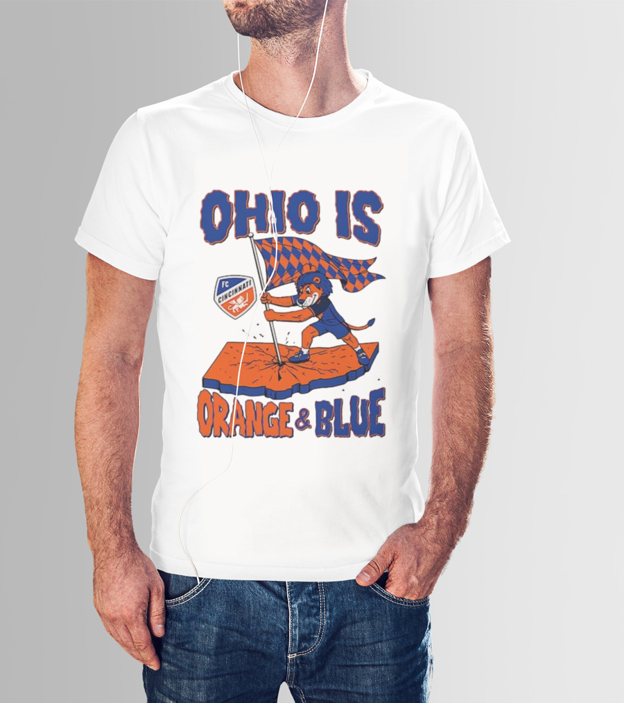 Ohio Is Orange And Blue FC Cincinnati Mascot Flag T-Shirt