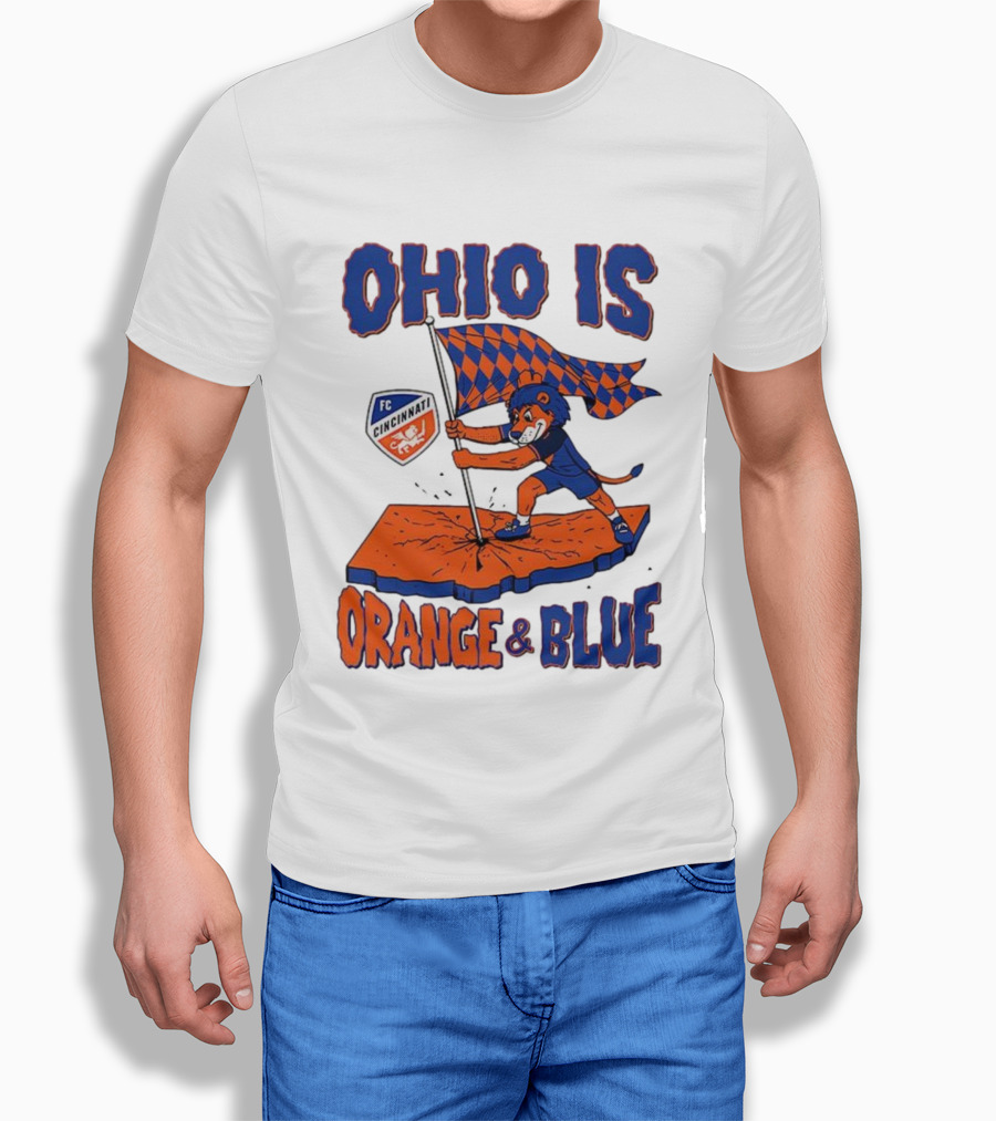 Ohio Is Orange And Blue FC Cincinnati Mascot Flag T-Shirt