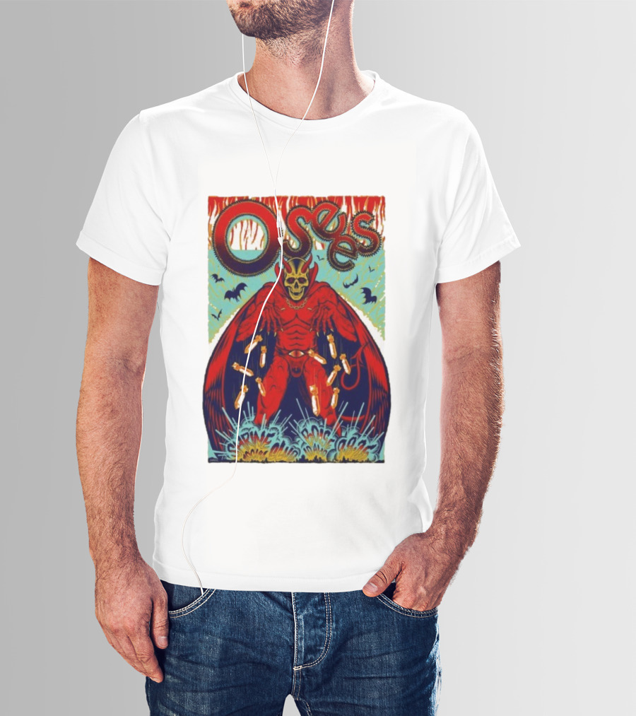 Osees Shrine Social Club Boise Sep 08 2025 Skeleton Demon With Bats T-Shirt