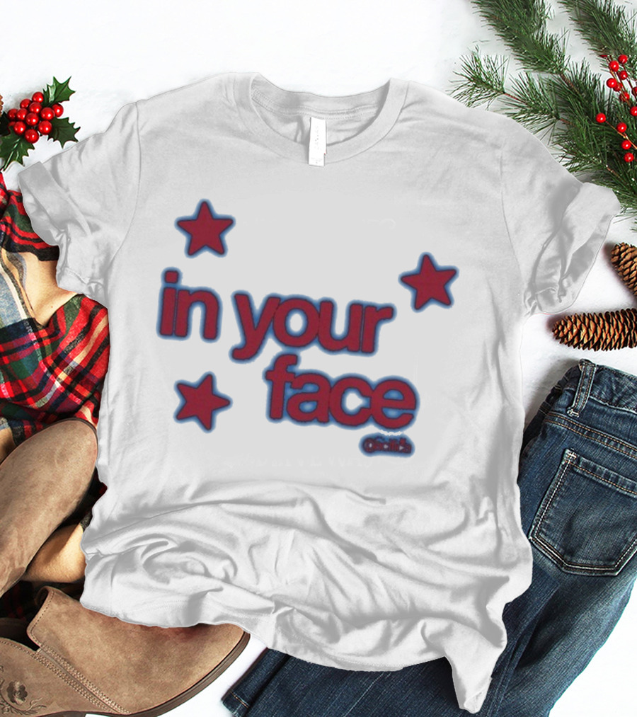 Pacifica In Your Face Stars Logo Bold Red And Blue Stars Pattern T-Shirt