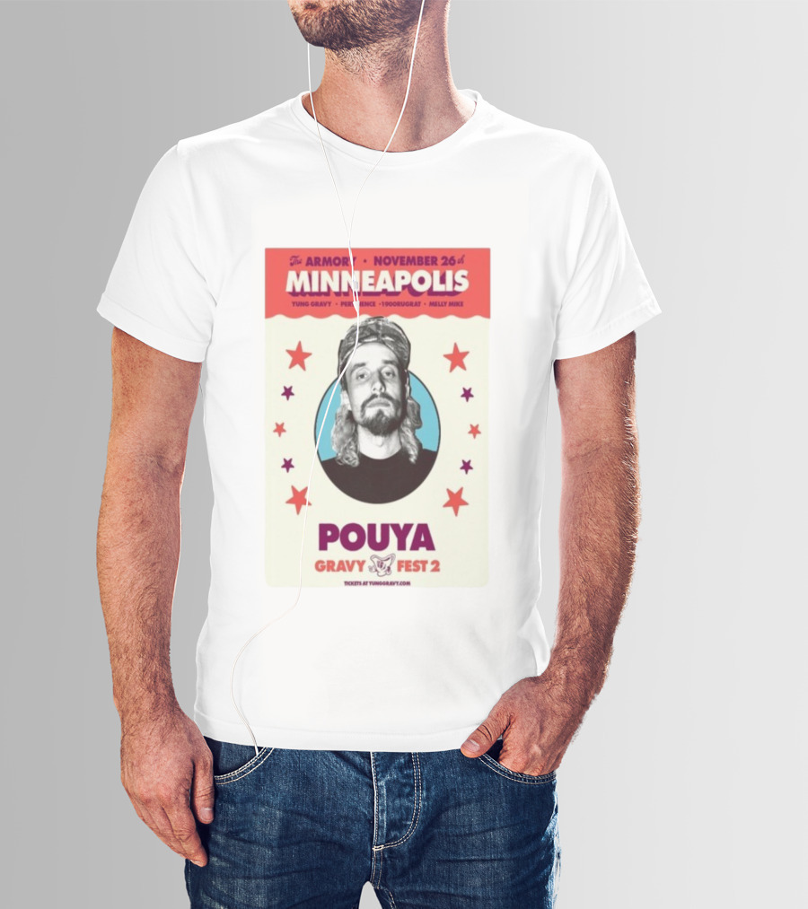 Pouya Gravy Fest 2 Minneapolis The Armory November 26 Featuring Yung Gravy 1900rugrat Melly Mike T-Shirt