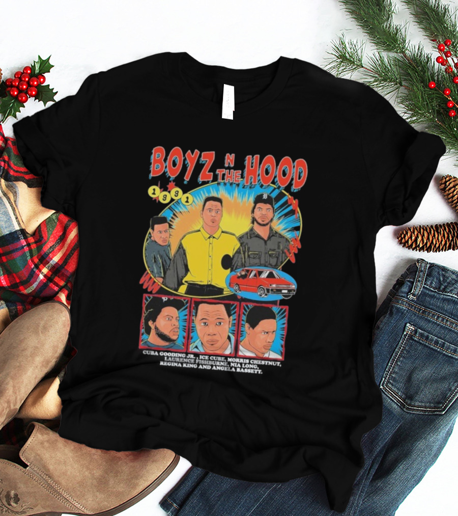 Boyz N The Hood 1991 Cuba Gooding Jr Ice Cube Morris Chestnut Laurence Fishburne Nia Long Regina King Angela Bassett T-Shirt