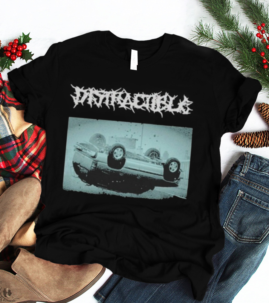 Distractible Crash Metal Car Upside Down Vehicle T-Shirt