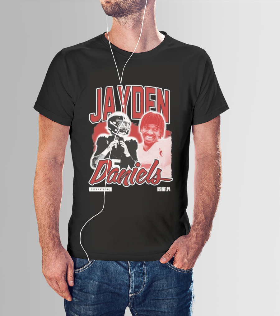 Jayden Daniels Dreamathon NFLPA Football Collaboration T-Shirt