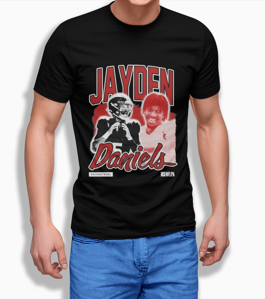 Jayden Daniels Dreamathon NFLPA Football Collaboration T-Shirt