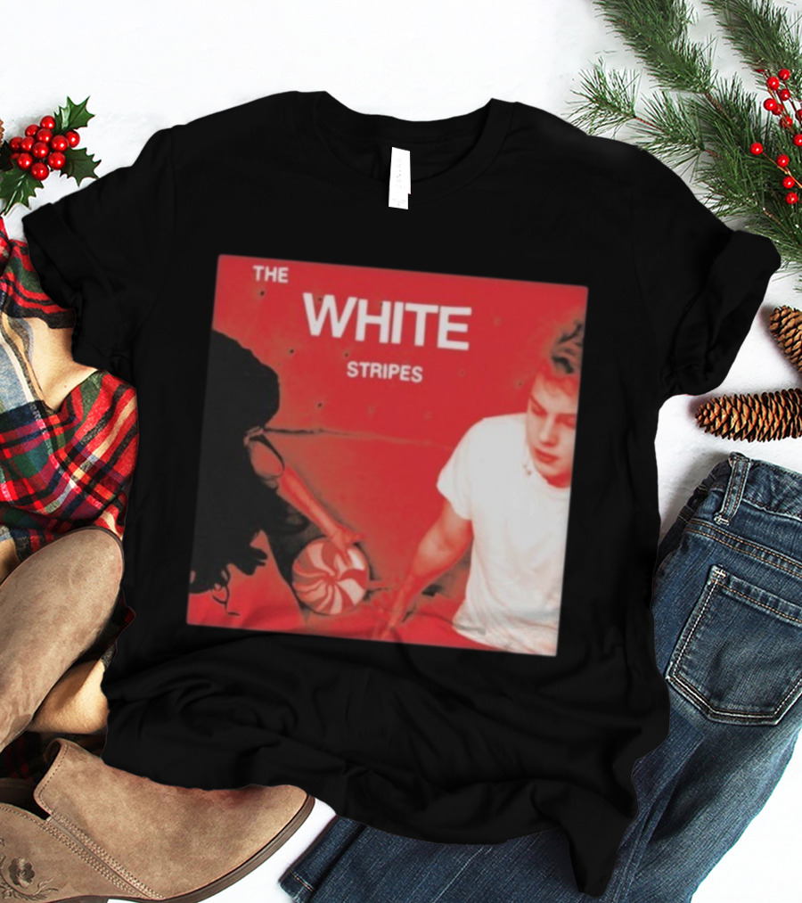 The White Stripes Let's Shake Hands Red And White Spiral Design T-Shirt