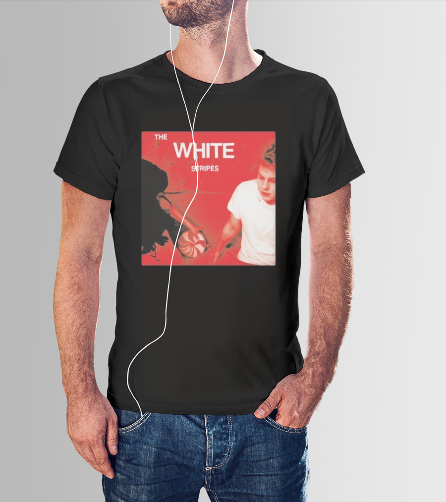 The White Stripes Let's Shake Hands Red And White Spiral Design T-Shirt