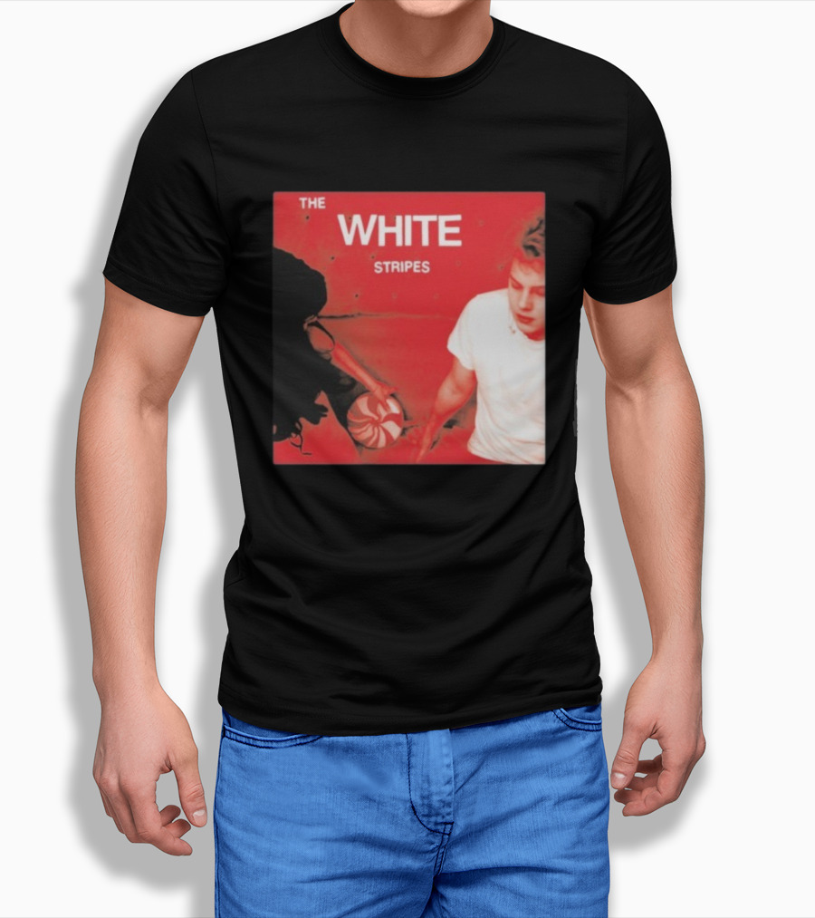 The White Stripes Let's Shake Hands Red And White Spiral Design T-Shirt