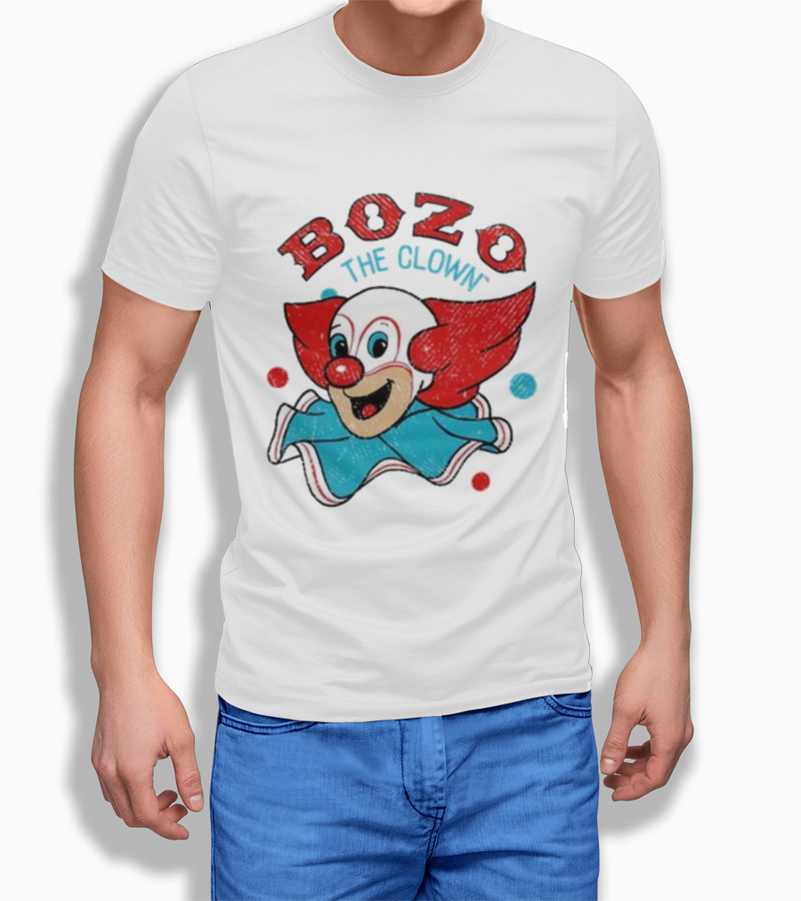 Bozo The Clown Vintage Cartoon Red Blue Fun Design T-Shirt