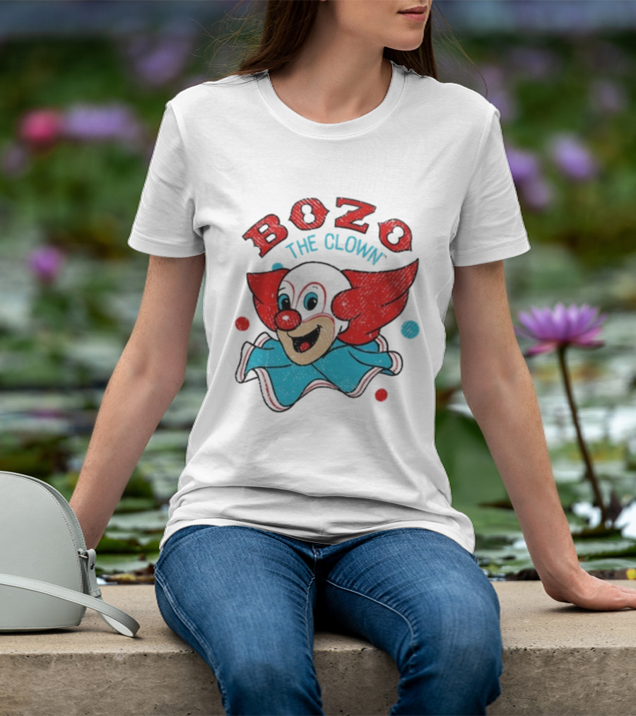Bozo The Clown Vintage Cartoon Red Blue Fun Design T-Shirt