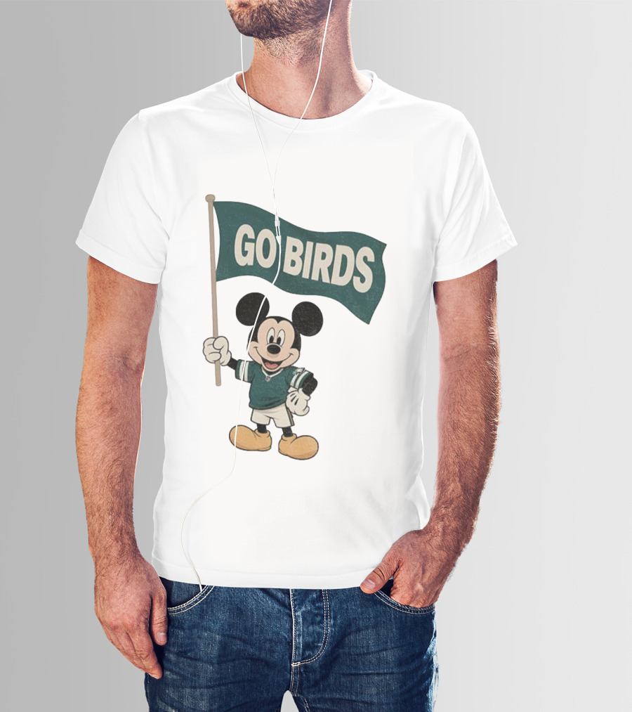 Mickey Mouse Go Birds Philadelphia Eagles NFL Football 2025 Flag T-Shirt