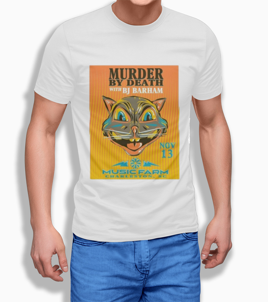 Murder By Death With BJ Barham Music Farm Charleston SC Nov 13 Cat Art T-Shirt