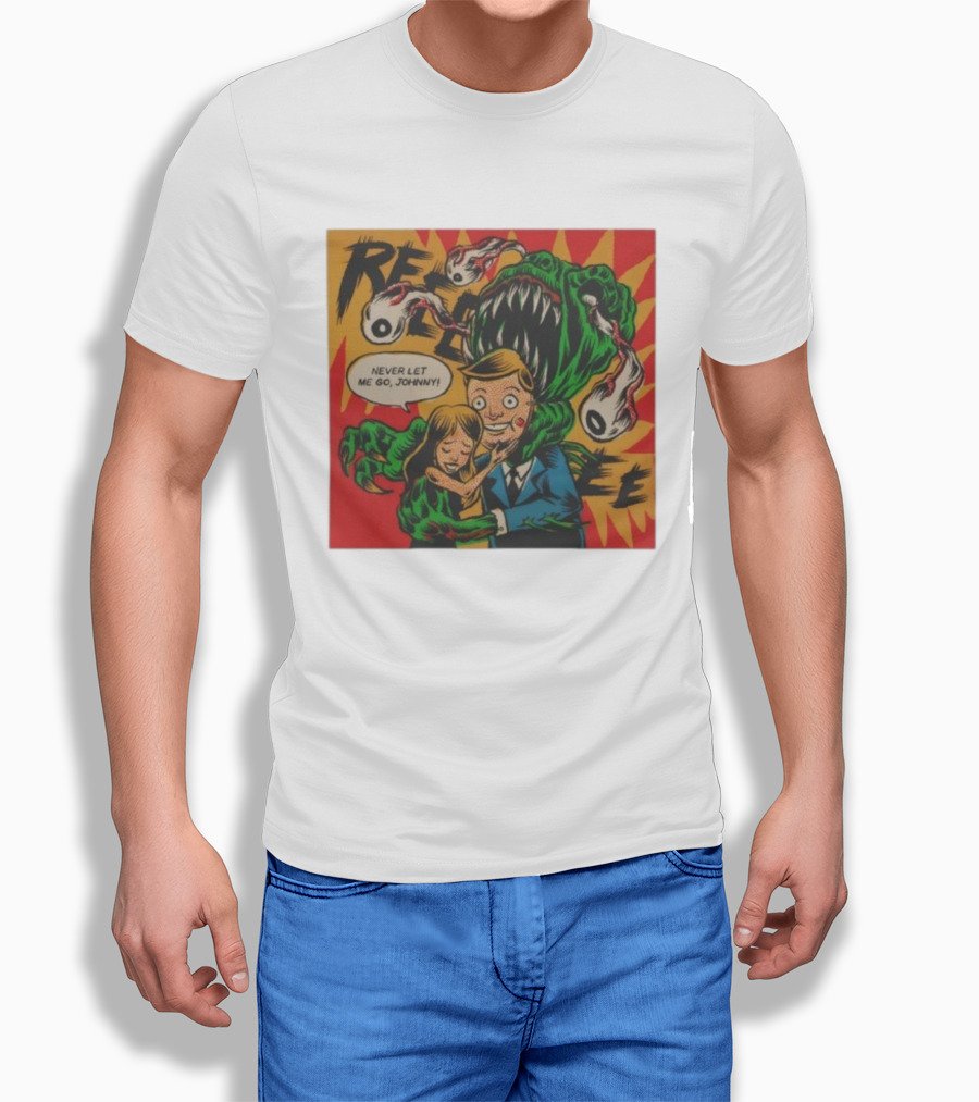 Creepy Comic Style Monster Attack Never Let Me Go Johnny Retro Art T-Shirt