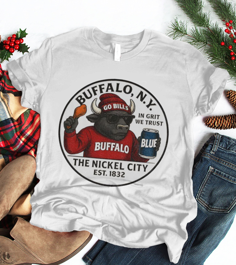 Buffalo NY Go Bills Buffalo The Nickel City Est 1832 In Grit We Trust T-Shirt