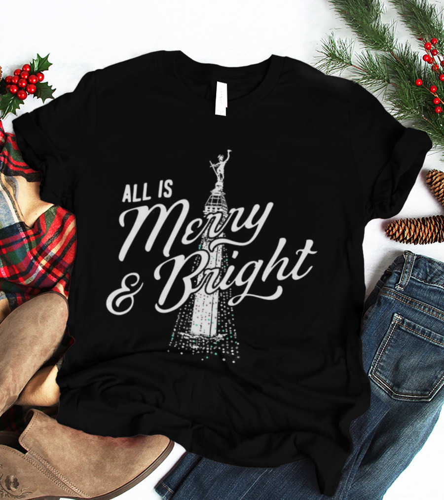 All Is Merry And Bright Christmas Tree Celebration T-Shirt