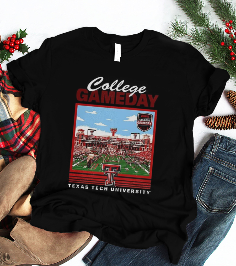 Texas Tech Red Raiders ESPN College GameDay Jones AT And Stadium T-Shirt