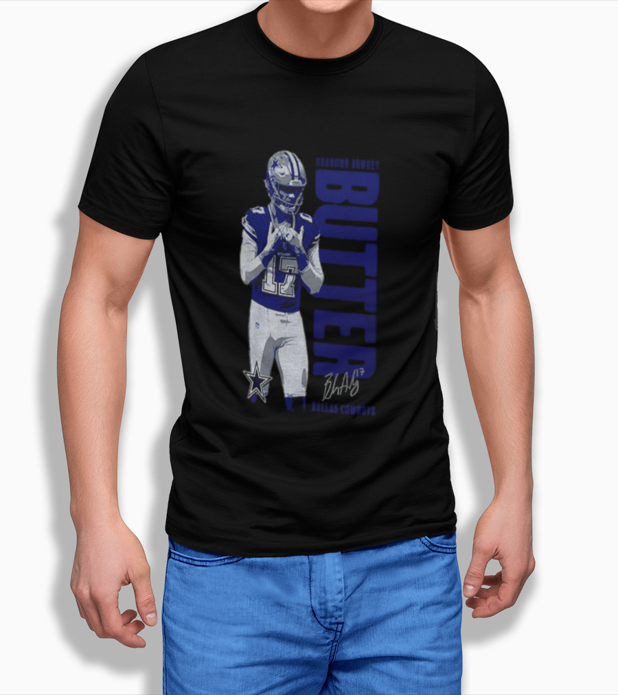 Brandon Aubrey 17 Butter Dallas Cowboys NFL Football Signature 2025 T-Shirt