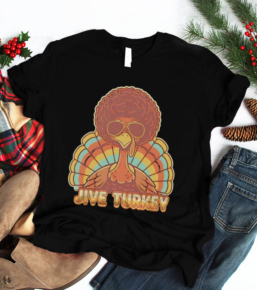 Jive Turkey Retro Thanksgiving Afro Sunglasses T-Shirt