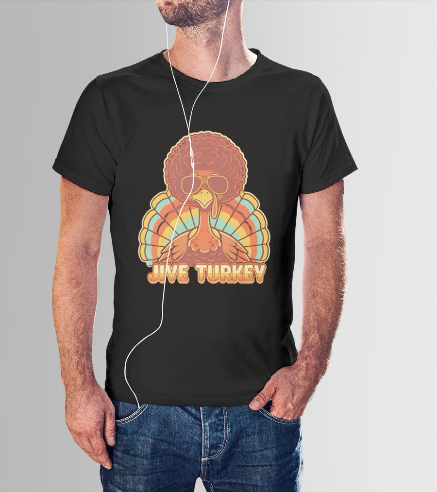Jive Turkey Retro Thanksgiving Afro Sunglasses T-Shirt