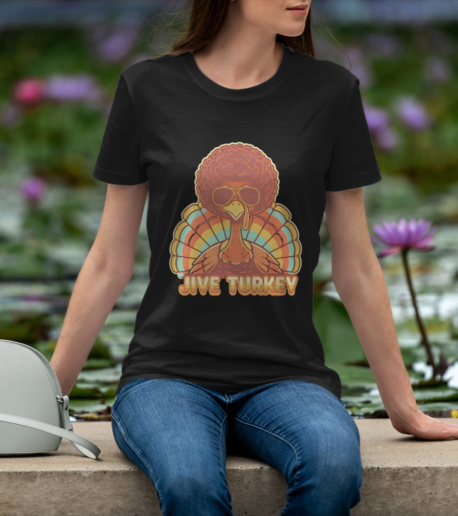 Jive Turkey Retro Thanksgiving Afro Sunglasses T-Shirt