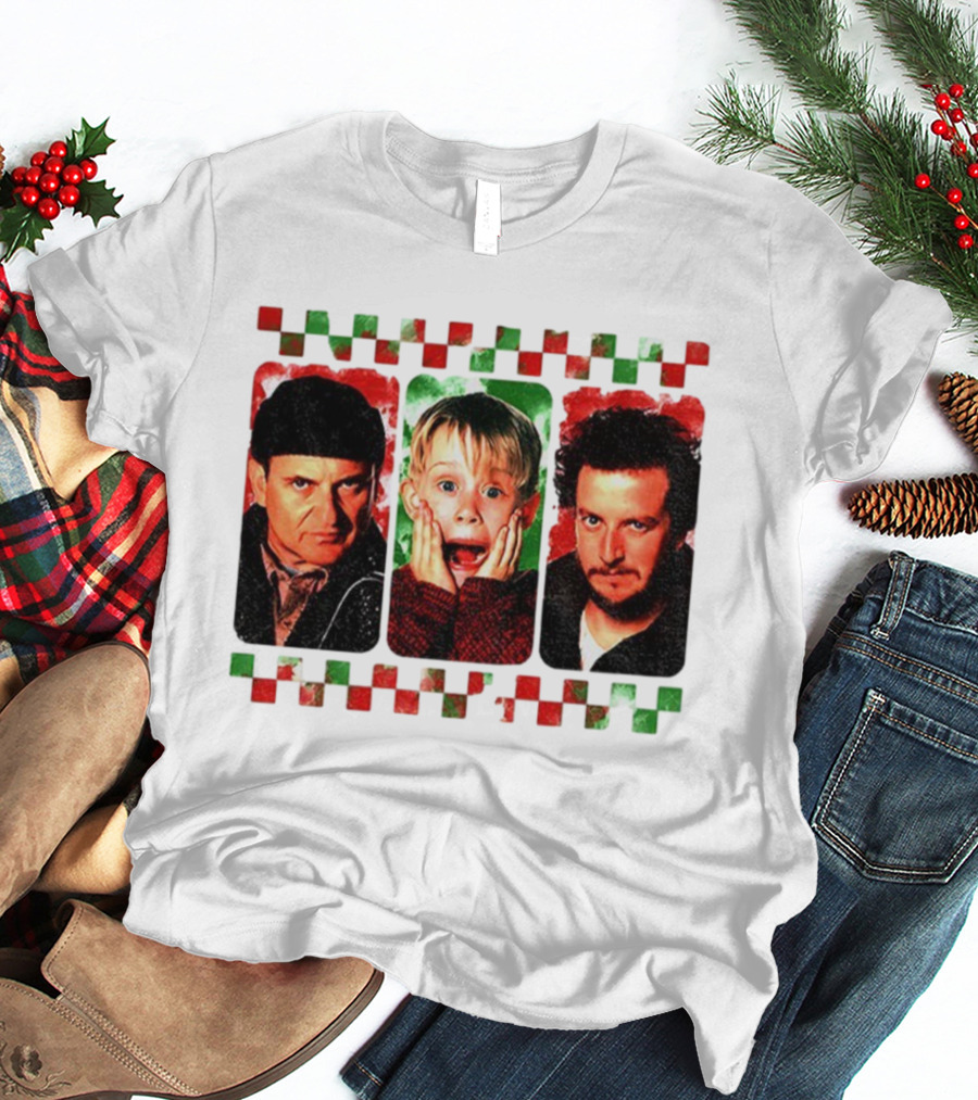 Home Alone Christmas Movie Characters Kevin Marv Harry T-Shirt