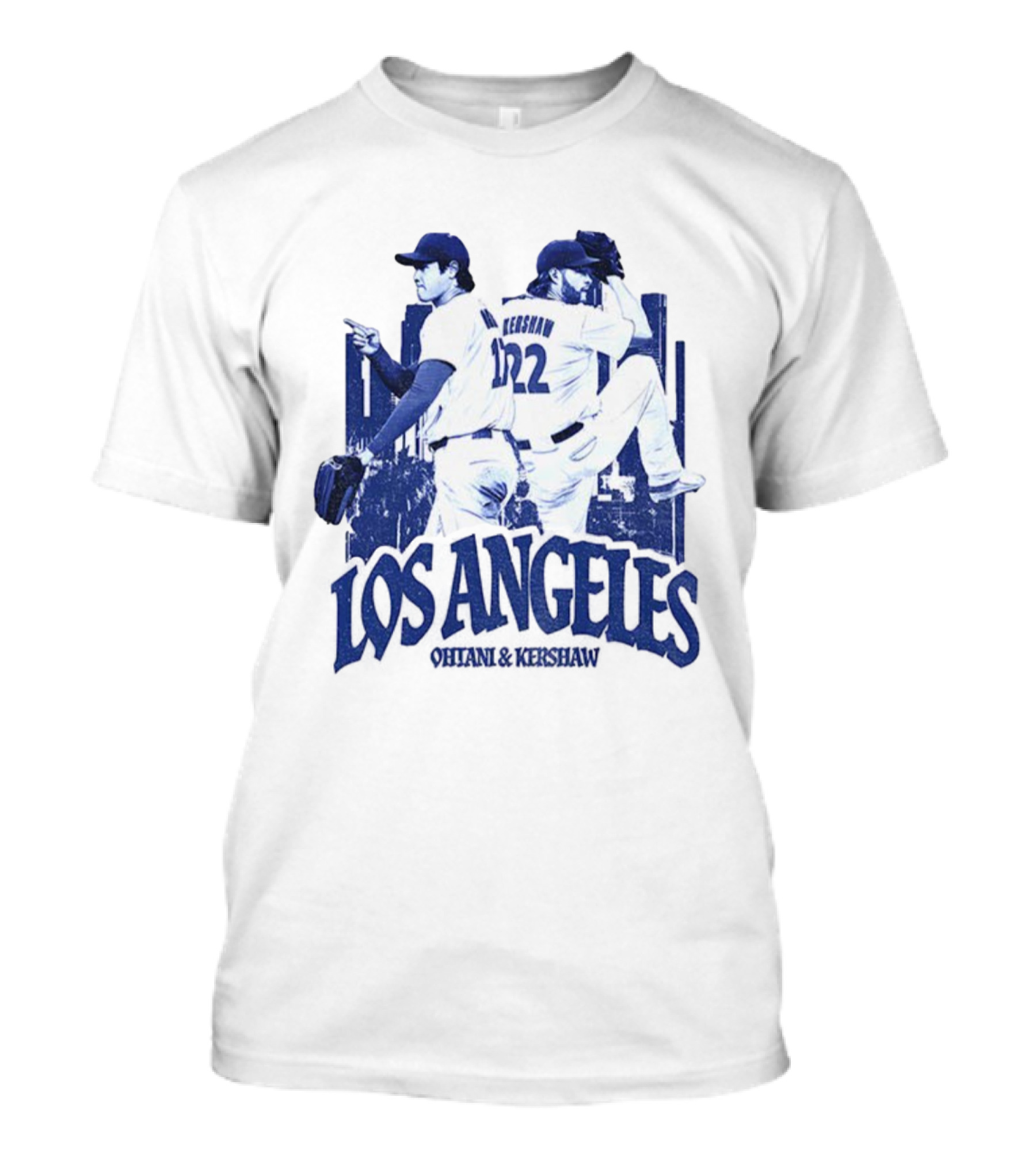 Los Angeles Dodgers Shohei Ohtani Clayton Kershaw City Skyline MLB Baseball Vintage T-Shirt