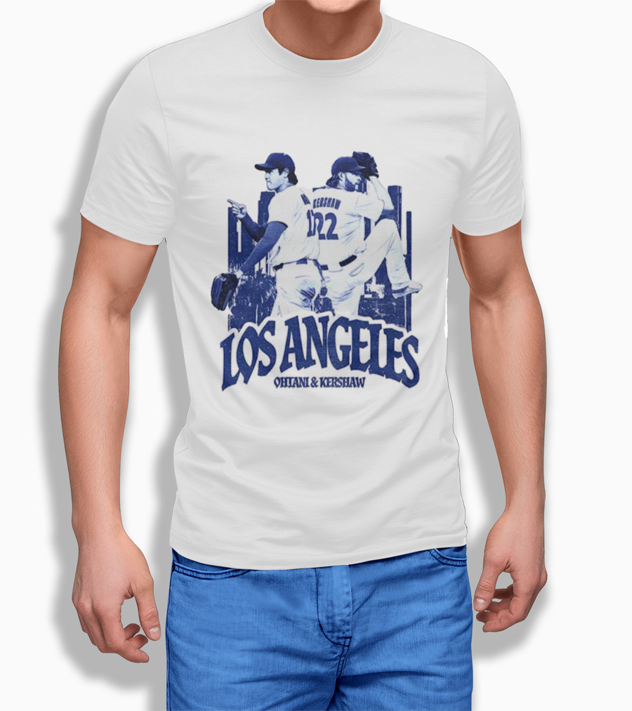 Los Angeles Dodgers Shohei Ohtani Clayton Kershaw City Skyline MLB Baseball Vintage T-Shirt