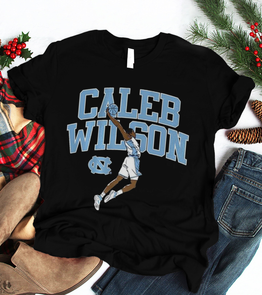 Caleb Wilson North Carolina Tar Heels Basketball Action Pose T-Shirt