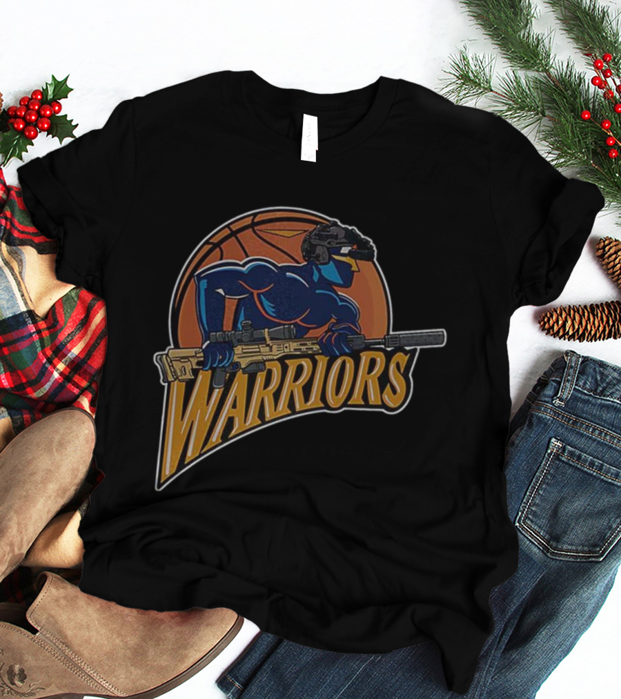 Golden State Warriors Basketball Soldier Armed Warrior T-Shirt