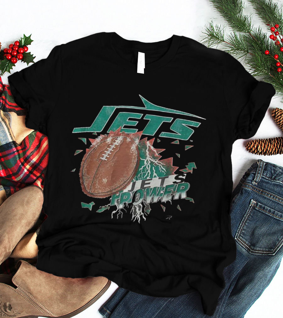 New York Jets Power Football Lightning 90s Vintage T-Shirt