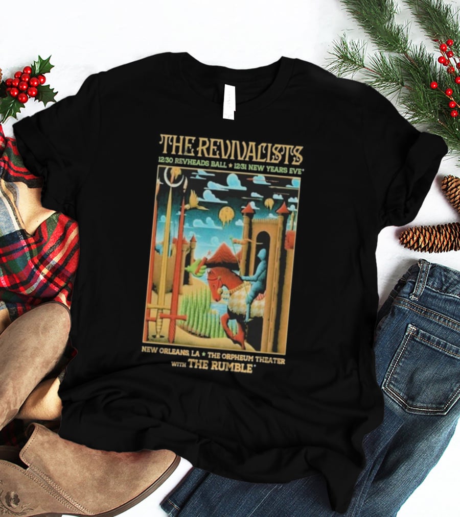 The Revivalists New Orleans Dec 30-31 2025 Orpheum Theater Artwork Medieval Knight Horse Fantasy Landscape T-Shirt