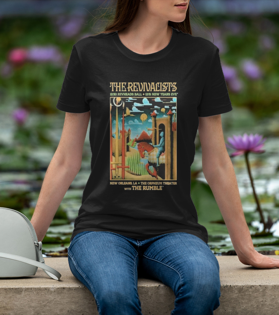 The Revivalists New Orleans Dec 30-31 2025 Orpheum Theater Artwork Medieval Knight Horse Fantasy Landscape T-Shirt