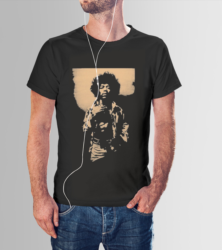 Bob Marley Jimi Hendrix Sepia 70s Vintage Style T-Shirt